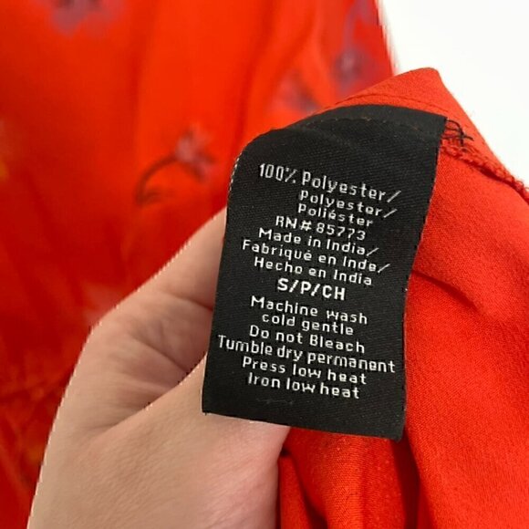 O'NEILL PACSUN Jules Shift Dress Red ish Floral 3/4 Sleeve Tie Waist Button Back - Picture 11 of 16